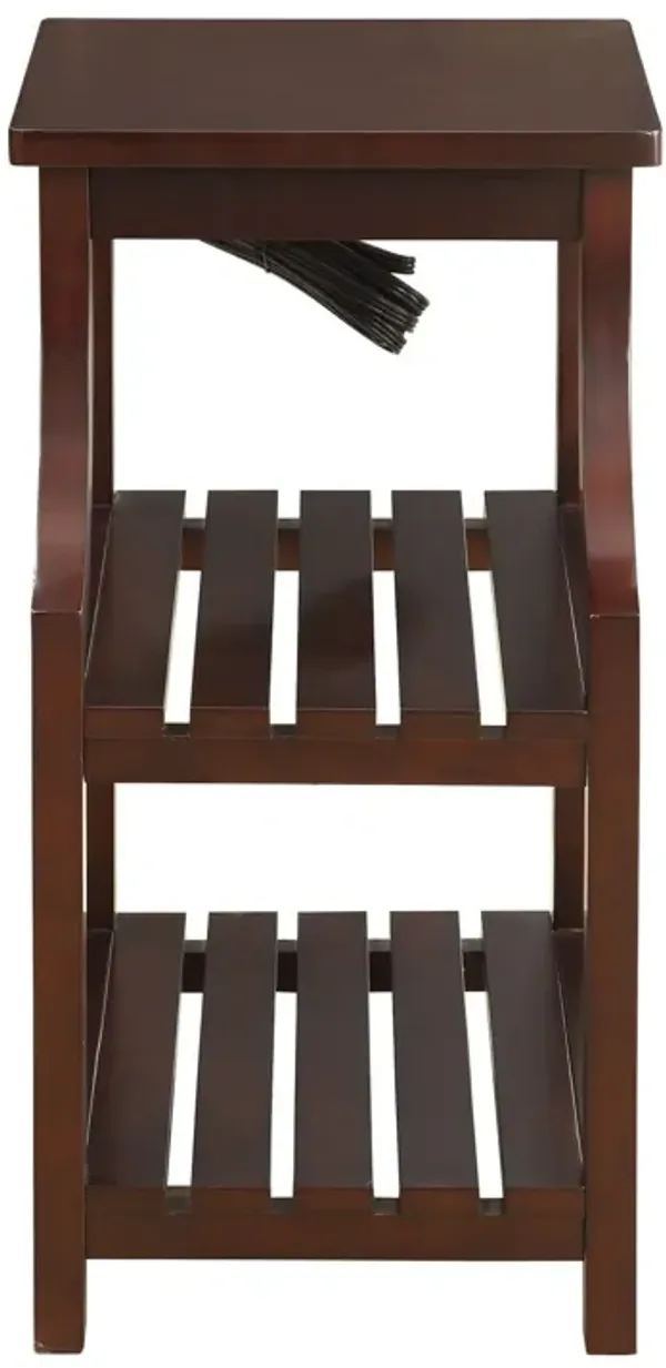 Wooden Usb Port Storage End Table - Espresso