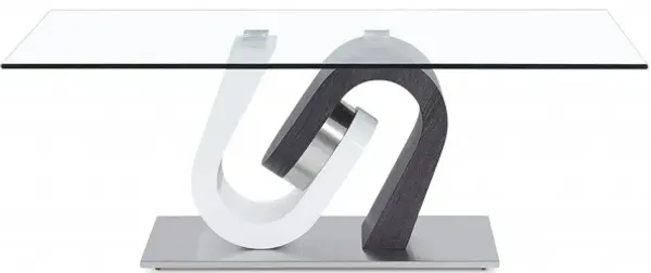 Glass And Steel Coffee Table - Clear And Gray And White