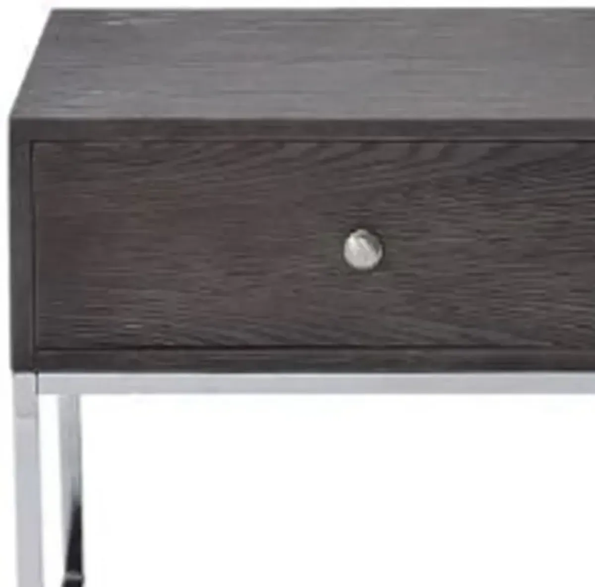 Manufactured Wood Rectangular End Table With Drawer - Chrome And Gray Oak