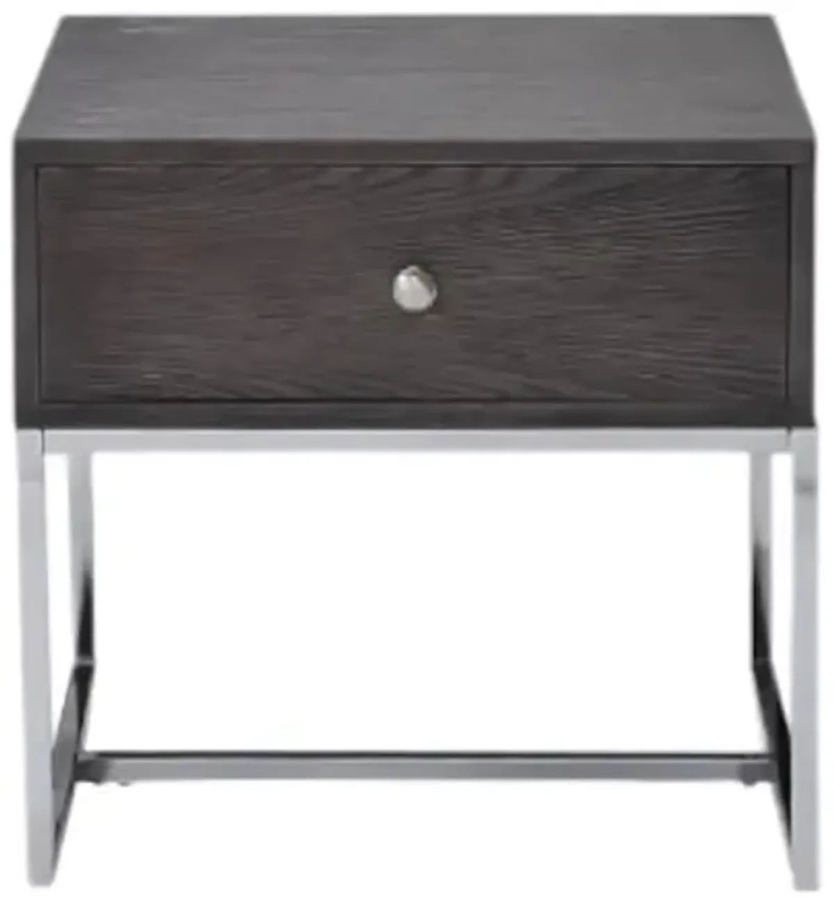 Manufactured Wood Rectangular End Table With Drawer - Chrome And Gray Oak