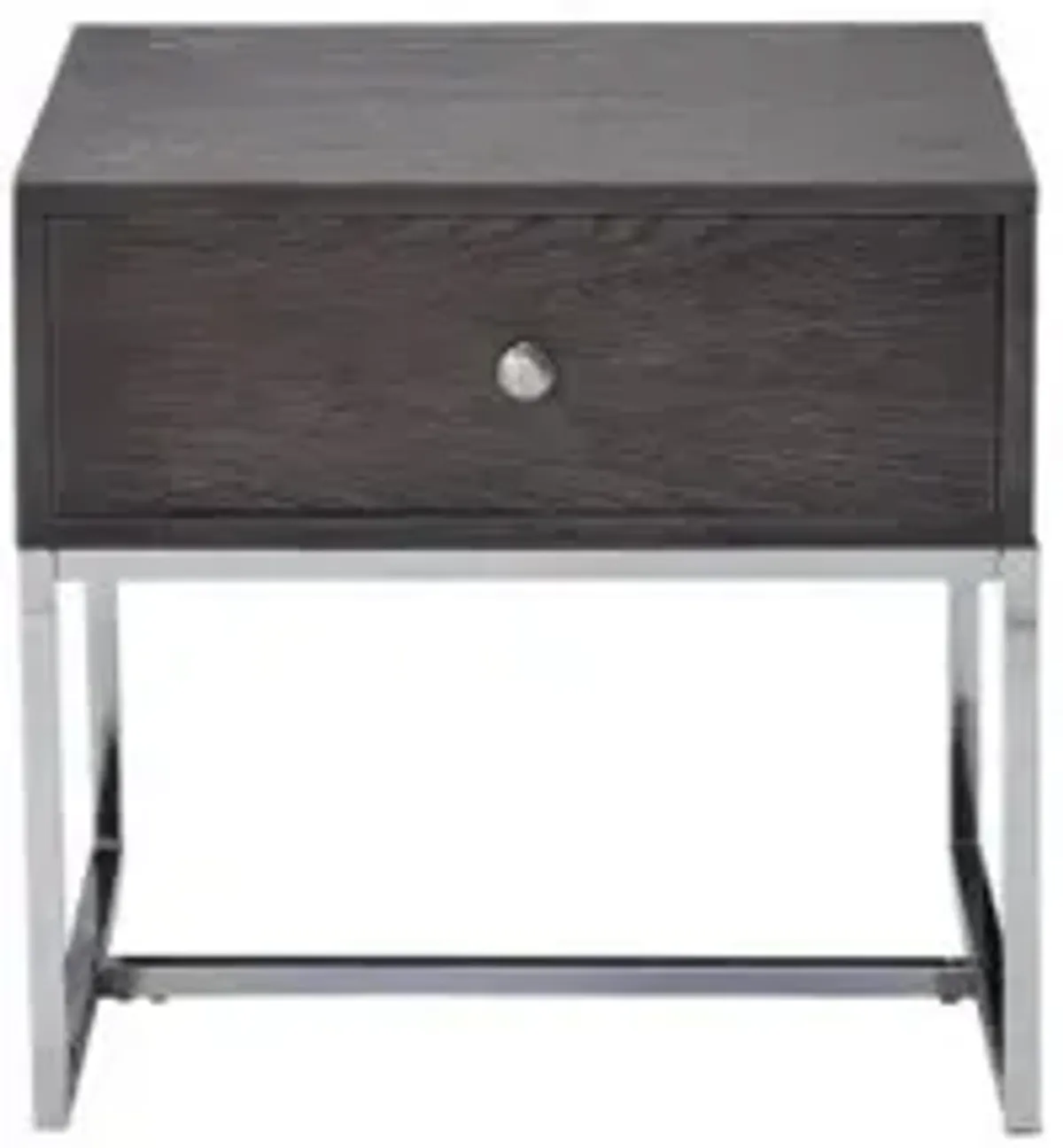 Manufactured Wood Rectangular End Table With Drawer - Chrome And Gray Oak