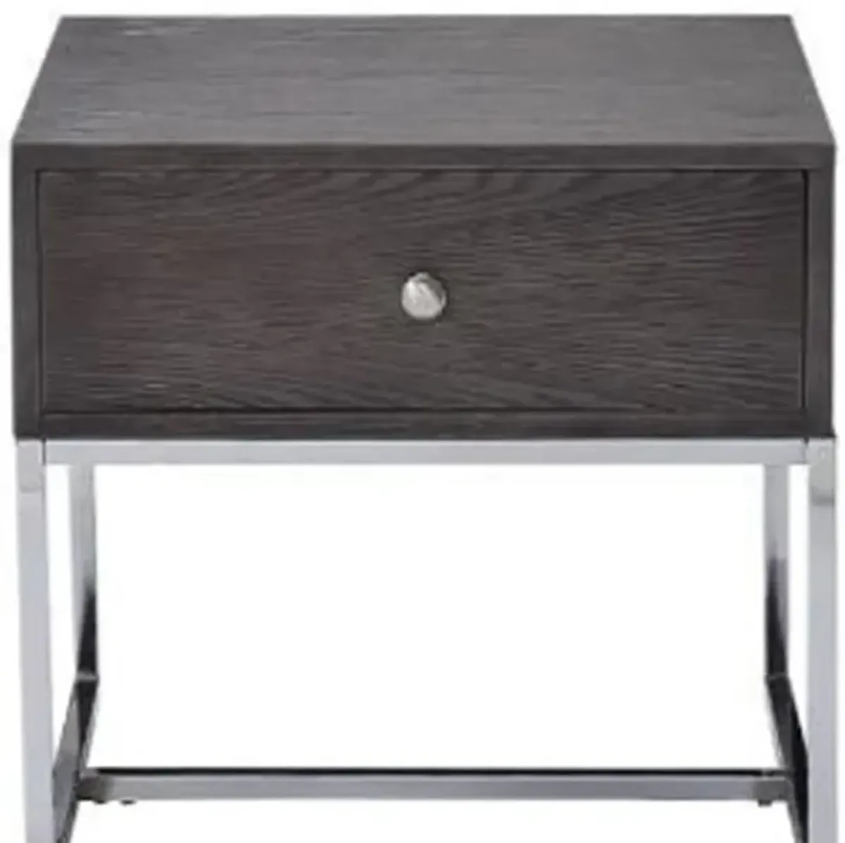 Manufactured Wood Rectangular End Table With Drawer - Chrome And Gray Oak