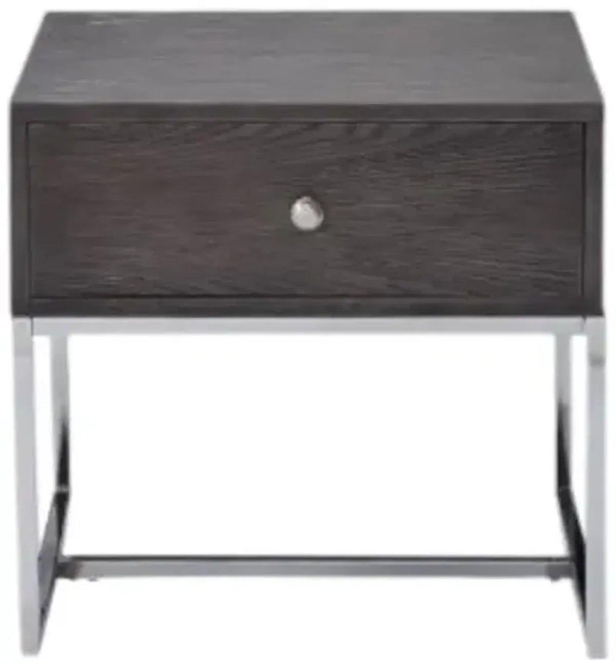 Manufactured Wood Rectangular End Table With Drawer - Chrome And Gray Oak