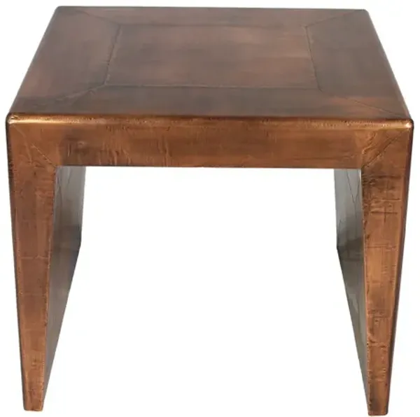 Rustic Solid Wood Square End Table - Copper