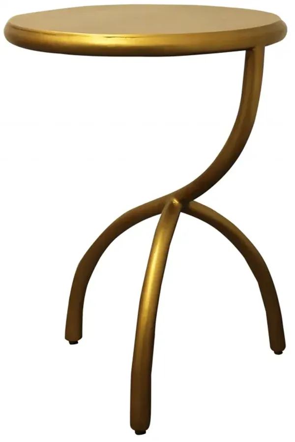 Iron Round End Table - Antique Brass