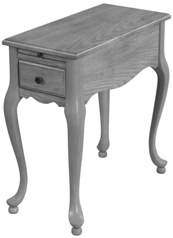 25" Solid And Manufactured Wood Rectangular End Table With Drawer - Gray