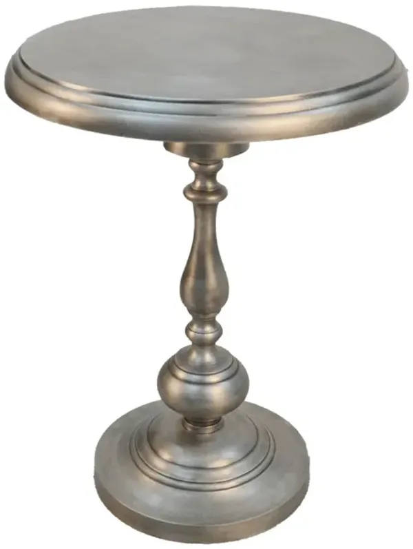 Metal Round End Table - Antique Nickle