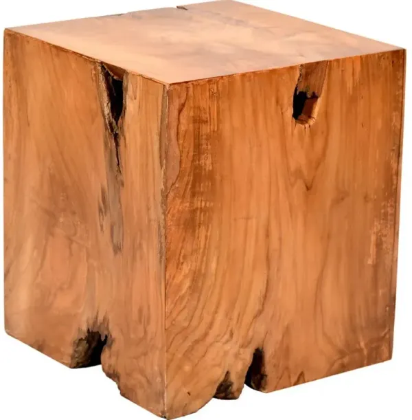 Solid Wood Square End Table - Brown And Natural