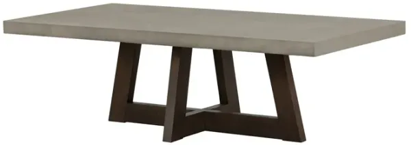 55" Concrete And Solid Wood Coffee Table - Gray And Brown