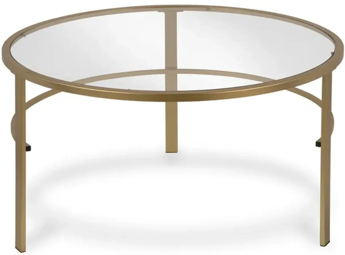 Glass And Steel Round Nested Coffee Tables (Set of 2) - Gold