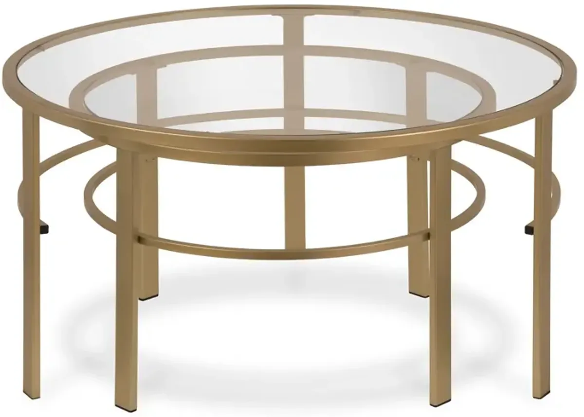 Glass And Steel Round Nested Coffee Tables (Set of 2) - Gold