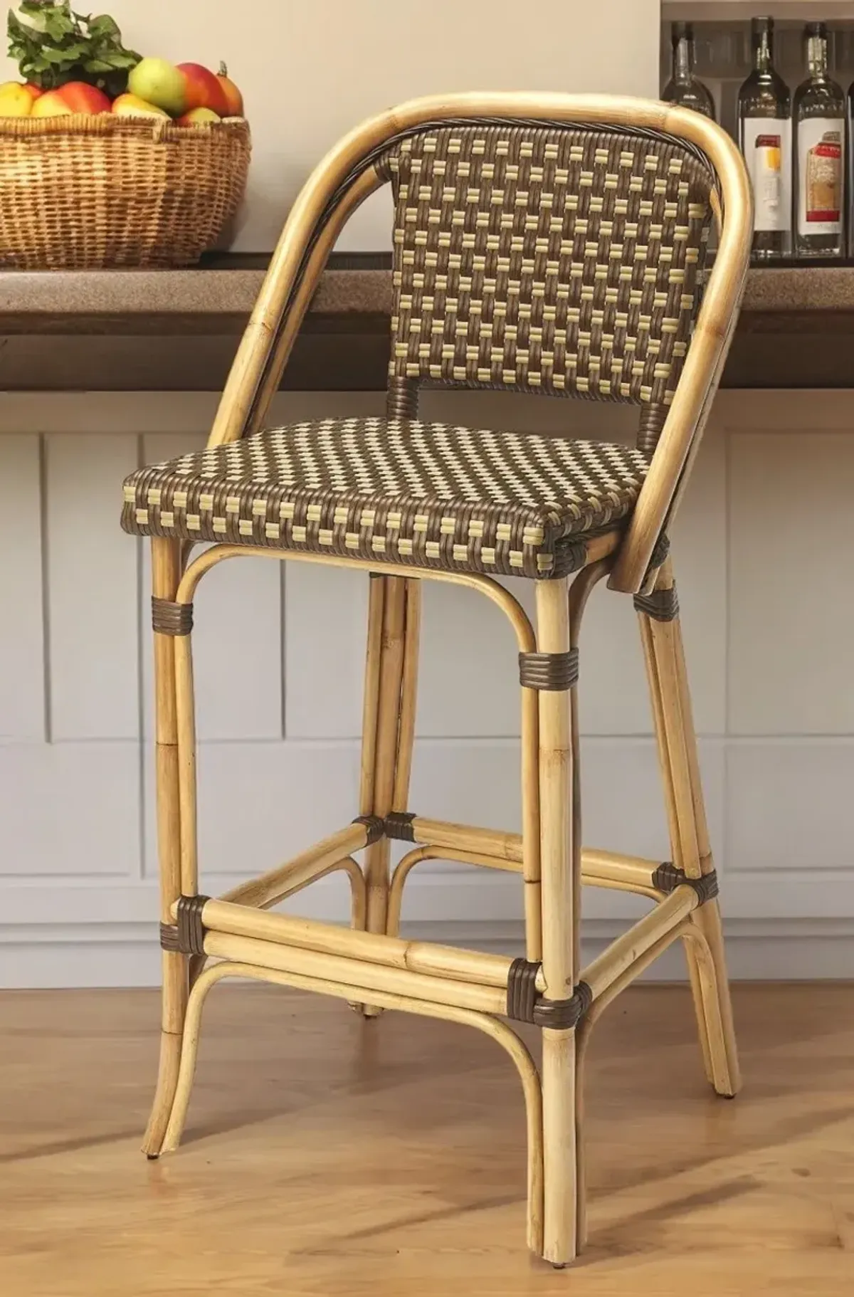 Rattan Counter Height Bar Chair - Brown