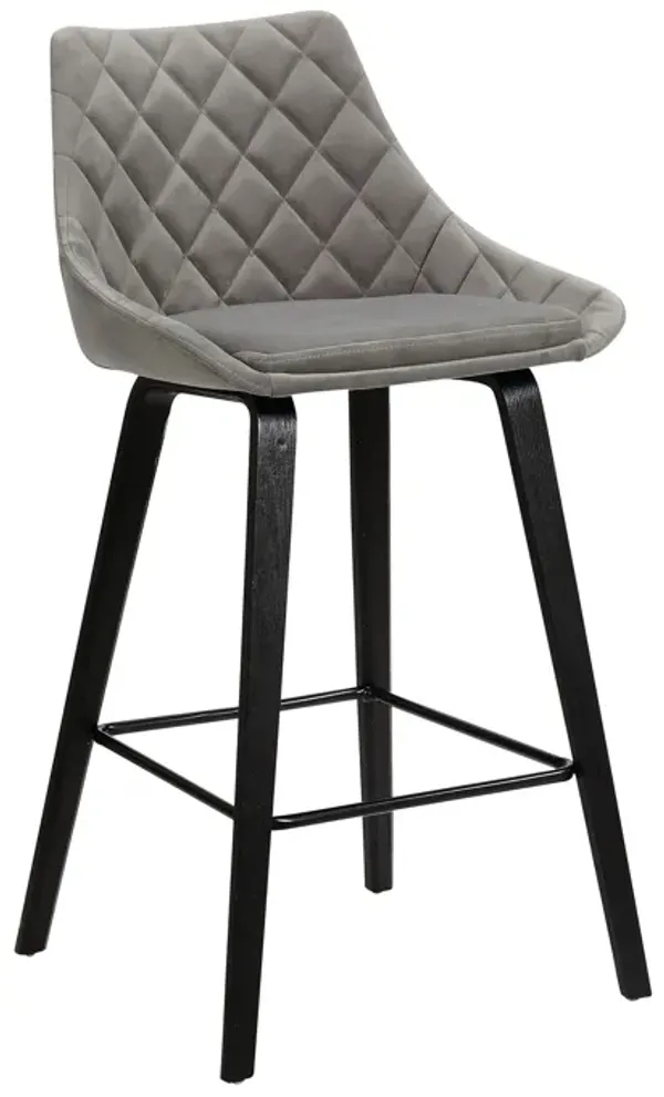 26" Iron Counter Height Bar Chair - Gray And Black