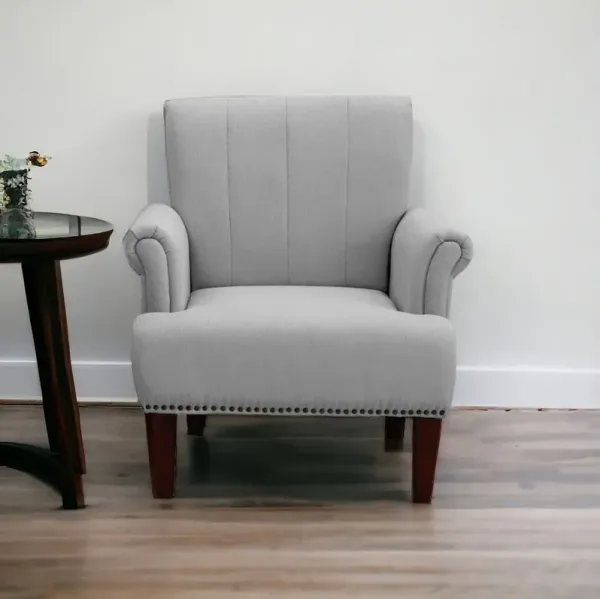 Upholstered Arm Chair - Light Gray And Brown