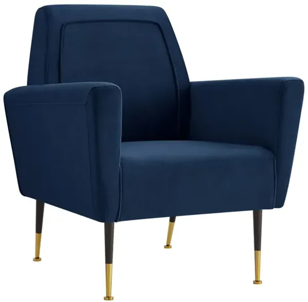 Velvet Arm Chair - Navy Blue And Gold