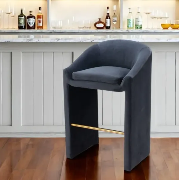 Velvet And Steel Low Back Bar Height Bar Chair - Gray And Gold