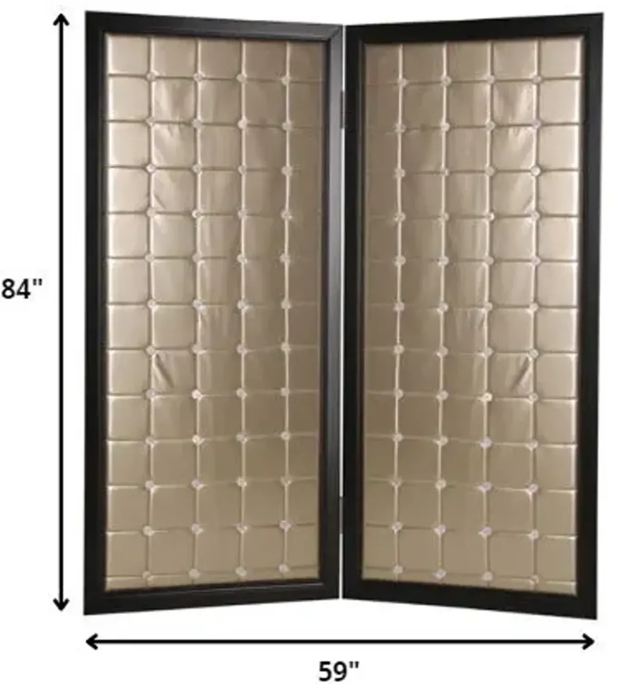 59" x 84" Wood & Fabric Screen - Gold