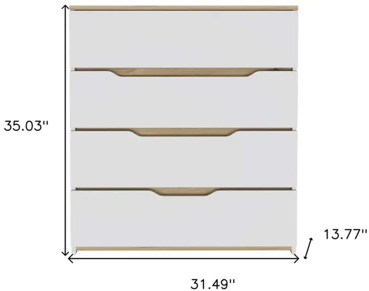 Four Drawer Standard Chest - Brown And White