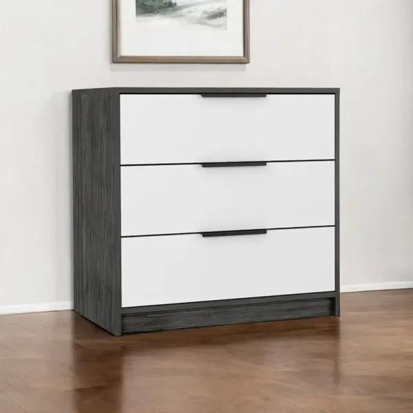 28" Three Drawer Dresser - White And Gray