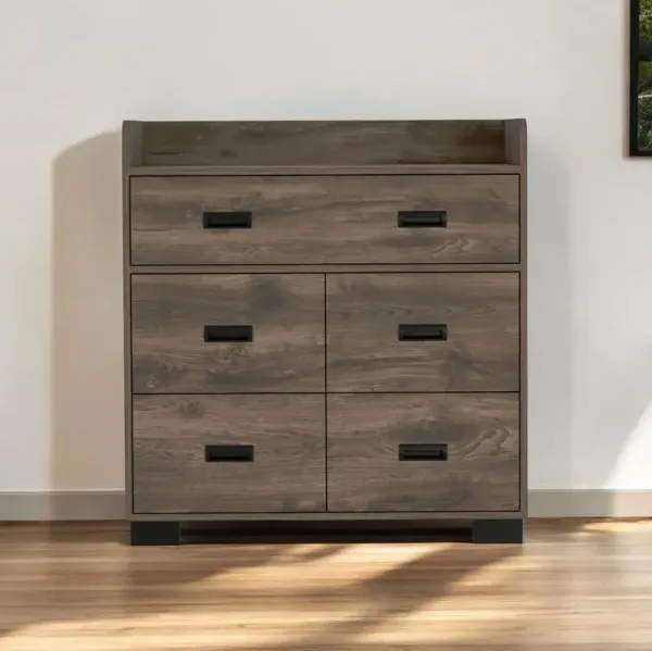 34" Five Drawer Dresser - Dark Brown