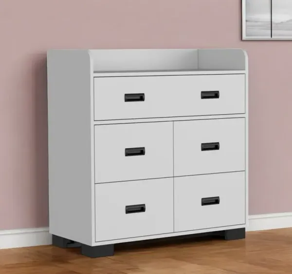 34" Five Drawer Dresser - White