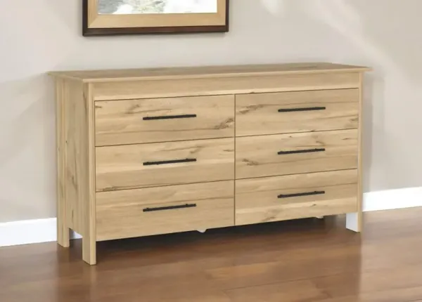 59" Six Drawer Double Dresser - Natural