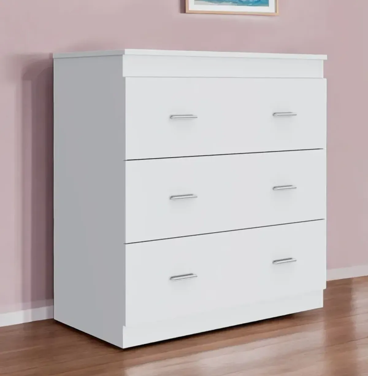 32" Three Drawer Dresser - White