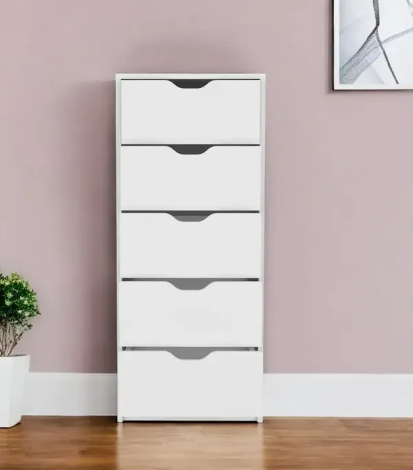 18" Five Drawer Standard Chest - White