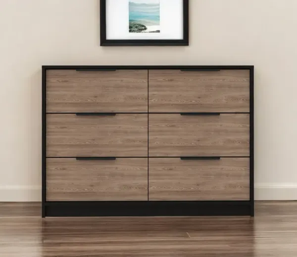 Six Drawer Double Dresser - Brown And Black