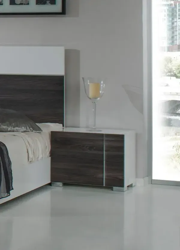 Italian Modern Right Nightstand - White & Gray