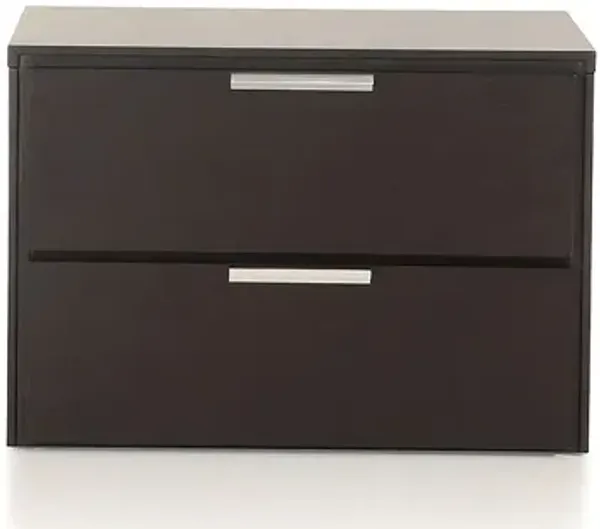 Wenge Veneer And Steel Nightstand - Dark Brown