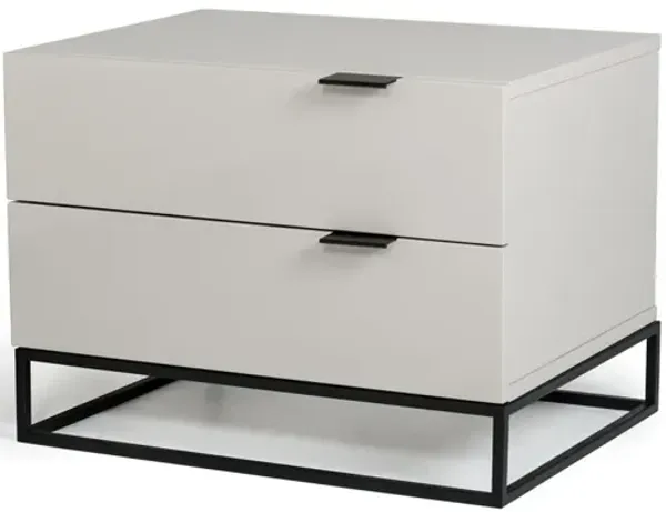 MDF And Metal Nightstand - Pearl Silver