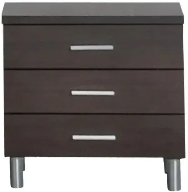 Wenge Veneer MDF And Steel Nightstand - Dark Brown