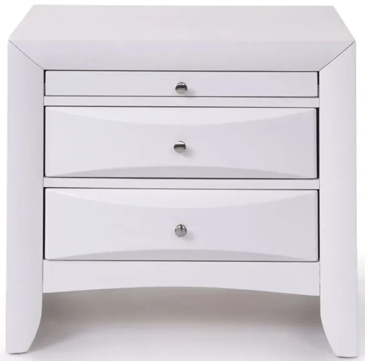 Elegant 3 Drawer Nightstand - White