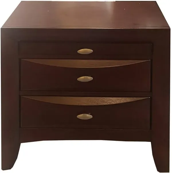 Three Drawers Solid Wood Nightstand - Espresso