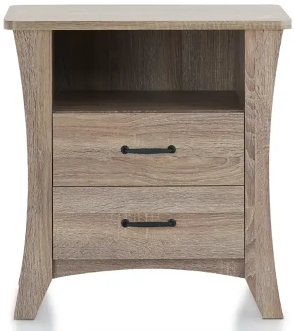 24" Two Drawers Nightstand - Brown