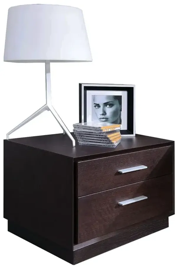 Modern Two Drawer Nightstand - Brown Oak