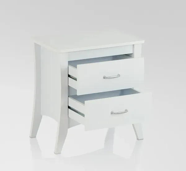 25" Two Drawers Nightstand - White