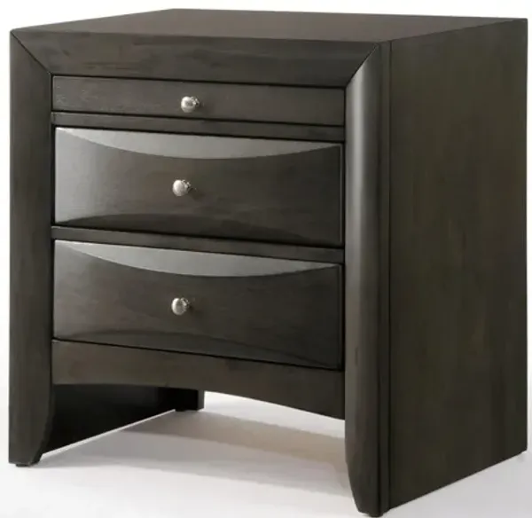 Rectangular Nightstand, Two Drawers With Solid Wood Top - Dark Brown