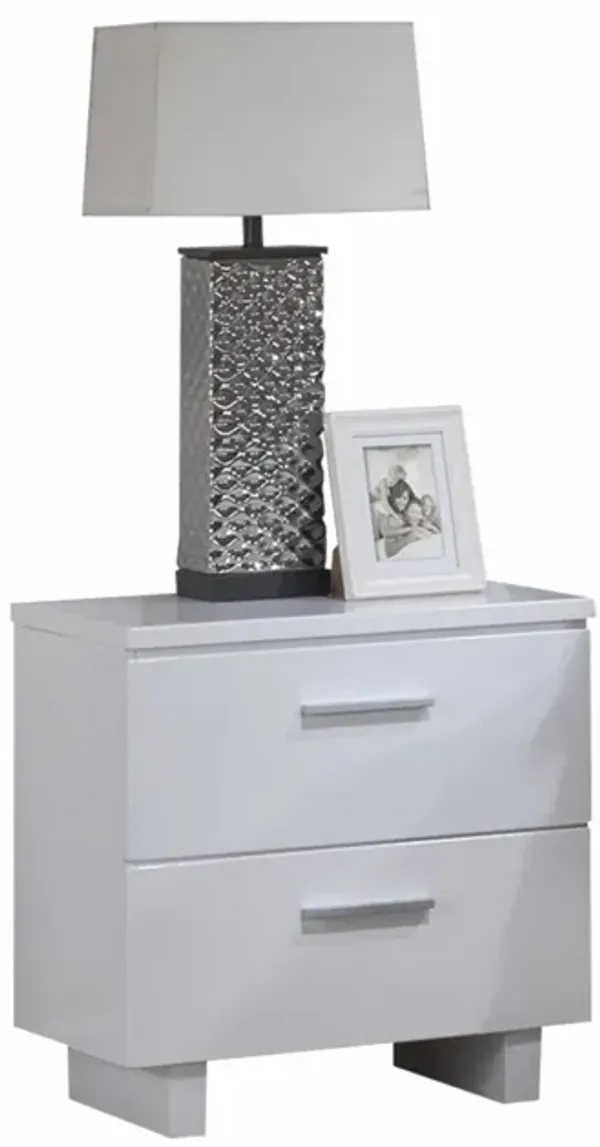 23" Two Drawers Mirrored Nightstand - White