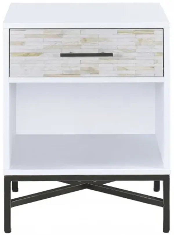 20" x 18" x 26" Wooden Nightstand - White And Black