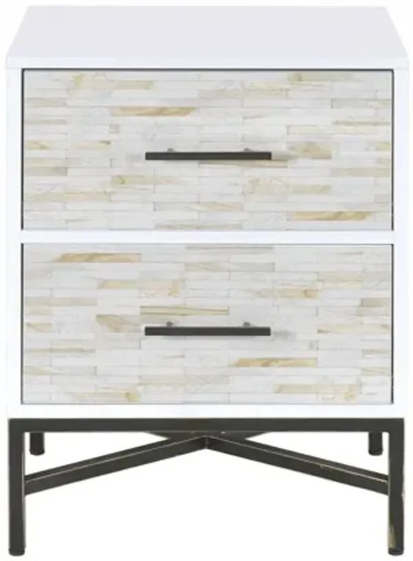 20" x 18" Wooden Nightstand - White And Black