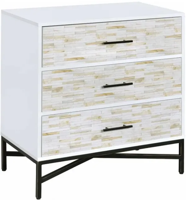Weathered Wood Pattern Nightstand - White
