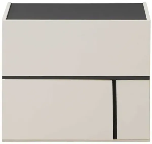 MDF Nightstand - Cream White And Dark Gray
