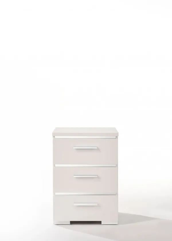 High Gloss Wood Veneer (Paper) Nightstand - White