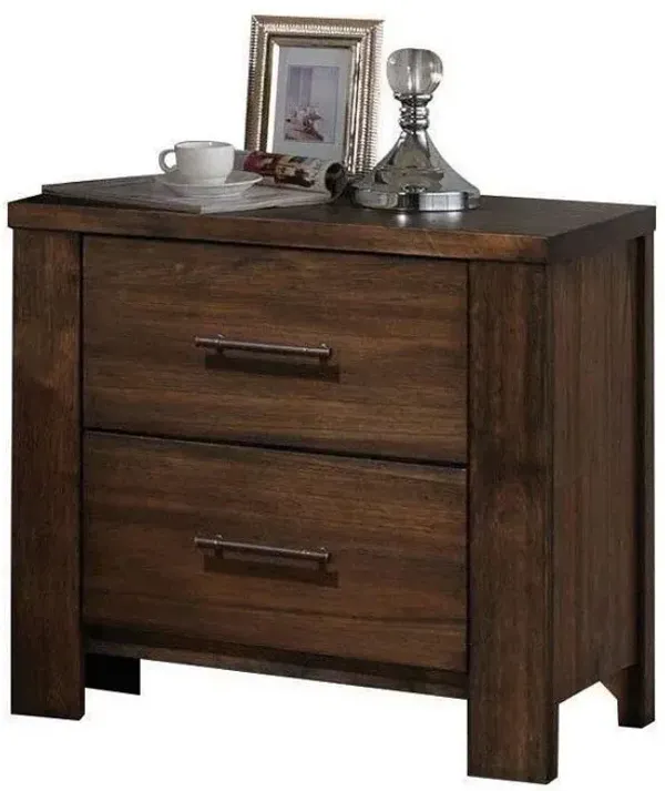 25" Two Drawers Nightstand - Brown