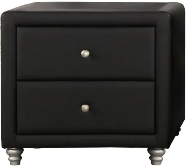 Upholstered 2 Drawer Nightstand - Black