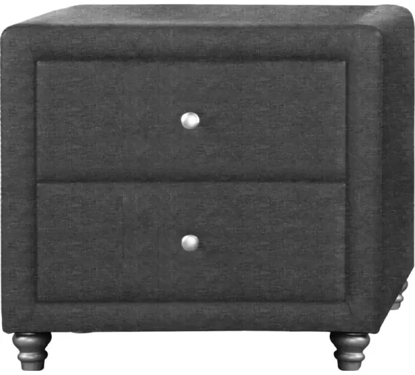Upholstered 2 Drawer Nightstand - Gray