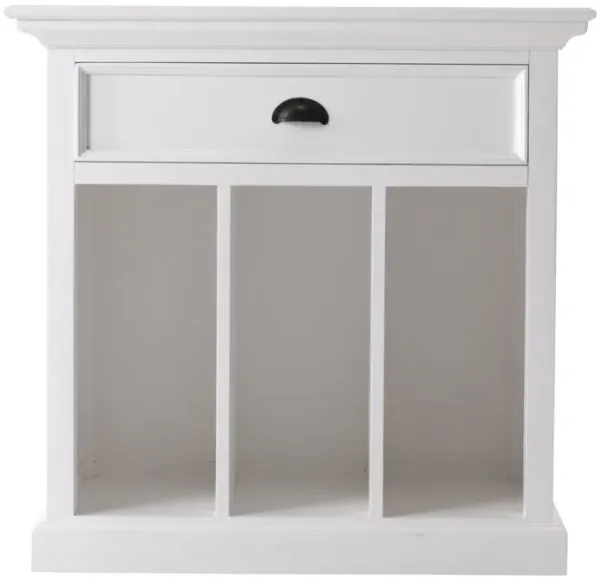 Wood Nightstand With Dividers - Distressed White