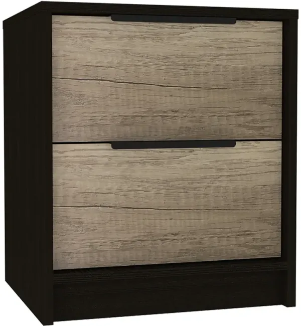Open Compartment Two Drawer Nightstand - Black